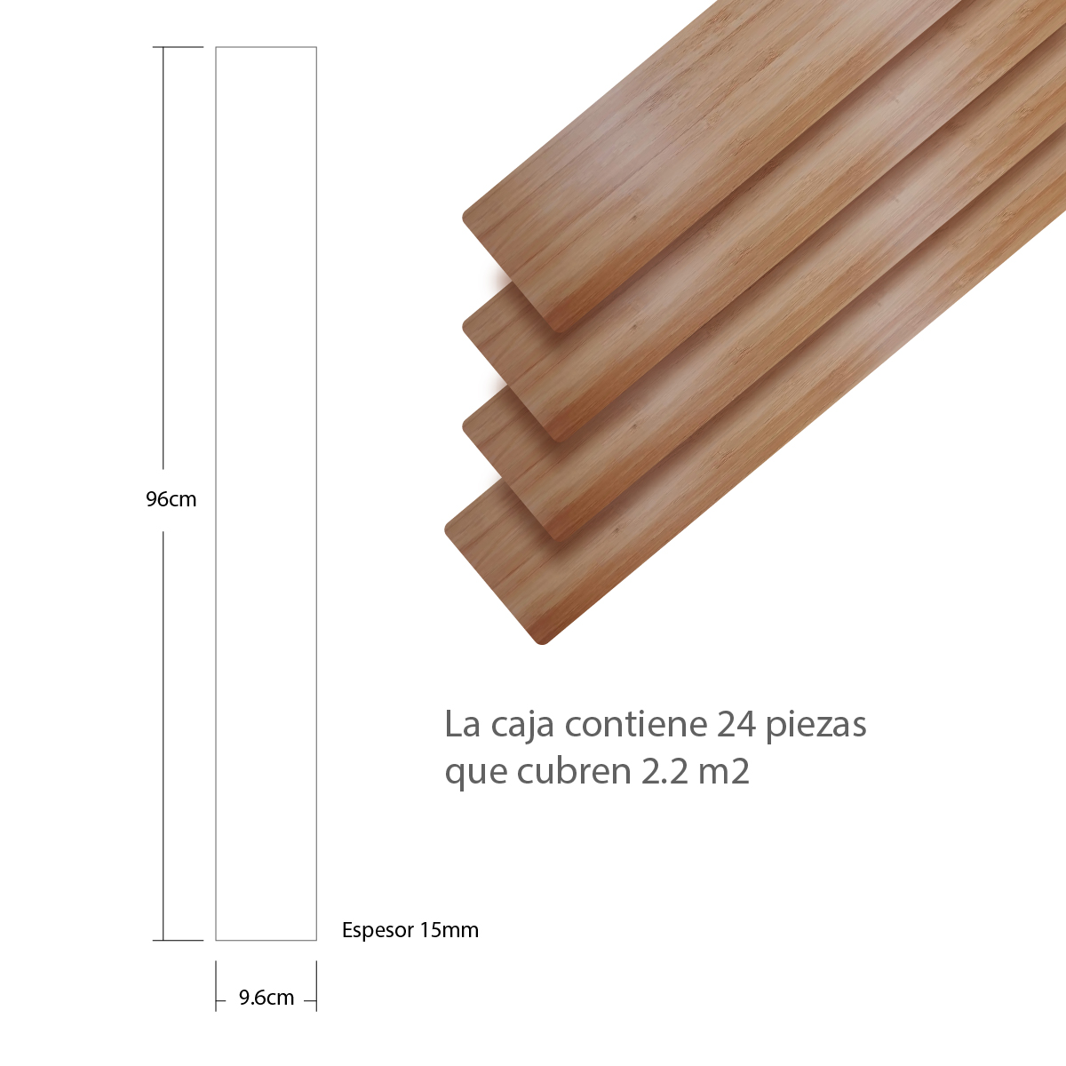 Piso De Bambu. Duela De Bambu Carbonizado Vertical 24 piezas cubre 2.2 m2