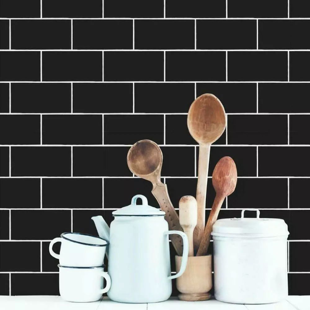 Papel Tapiz Ladrillo Negro Premium Adherible 10m X 45cm Tp78