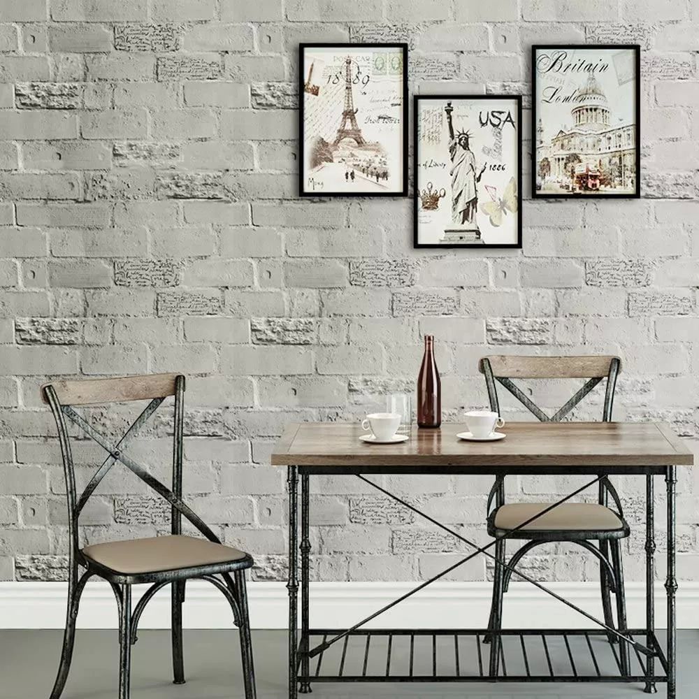 Papel Tapiz Adherible Ladrillo Gris Oscuro 10m X 45cm Tp77