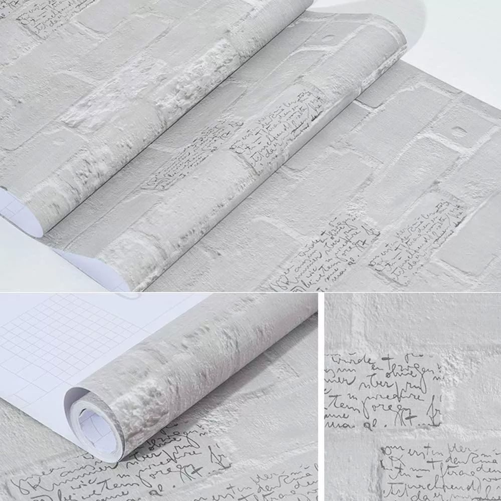 Papel Tapiz Adherible Ladrillo Gris Oscuro 10m X 45cm Tp77