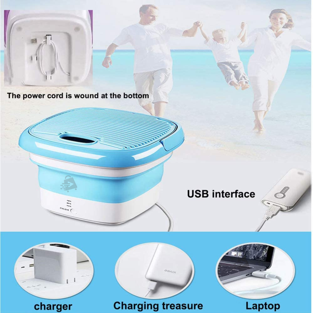 Mini Lavadora Portátil En Cubeta Plegable Con Centrifugado