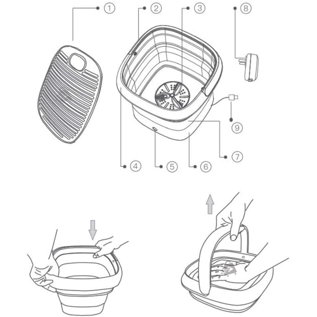 Mini Lavadora Portátil En Cubeta Plegable Con Centrifugado