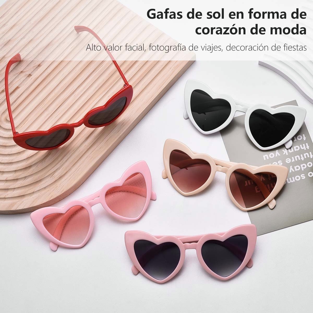 Gafas De Sol Corazón Accesorios Moda Niñas Lentes,5 Piezas FUNBU