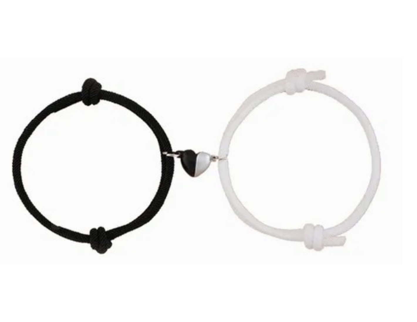 Pulseras Para Parejas FUNBU Ajustables Con Imán Love, Amor Eterno Blanco y Negro