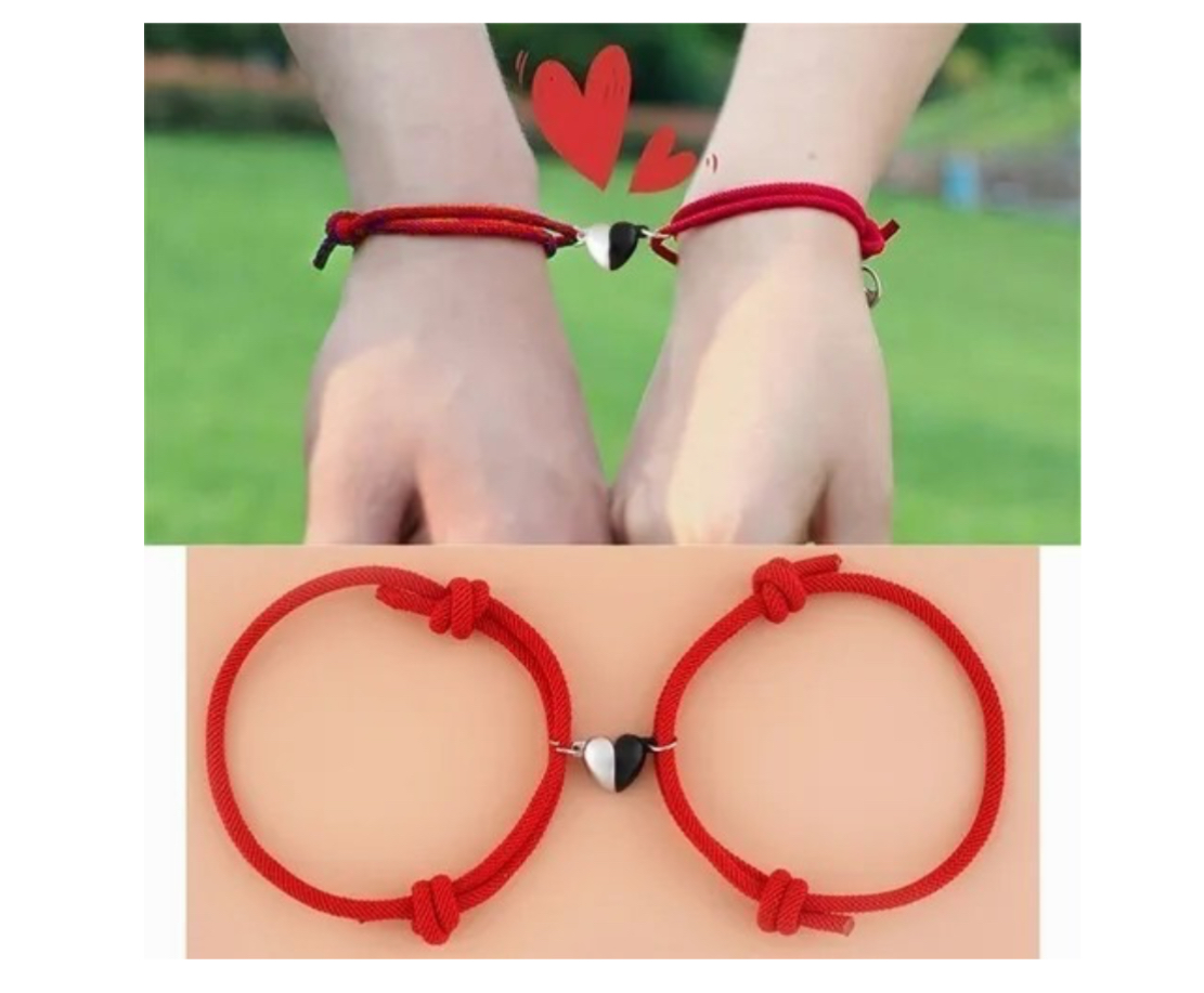 Pulseras Para Parejas FUNBU Ajustables Con Imán Love, Amor Eterno Rojas