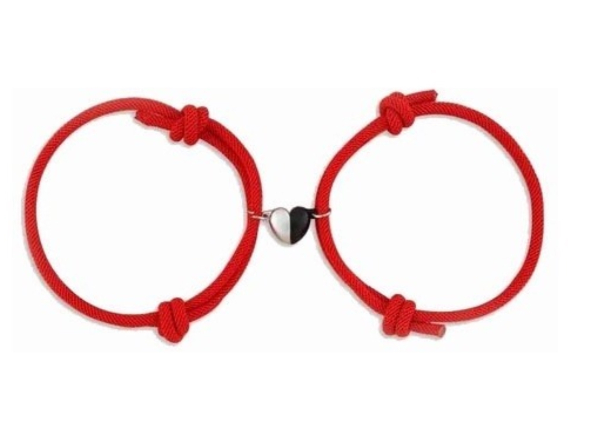 Pulseras Para Parejas FUNBU Ajustables Con Imán Love, Amor Eterno Rojas