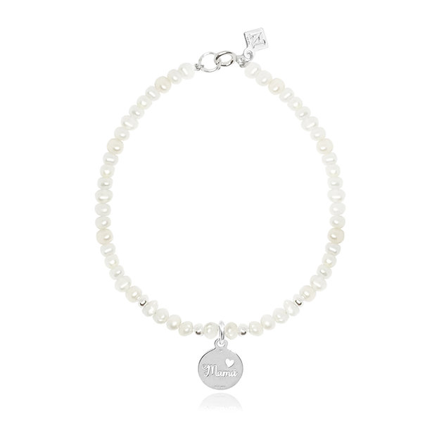 Pulsera de perlas cultivadas con charm mamá de plata .925, Joyería para Mujer de Anante Joyería