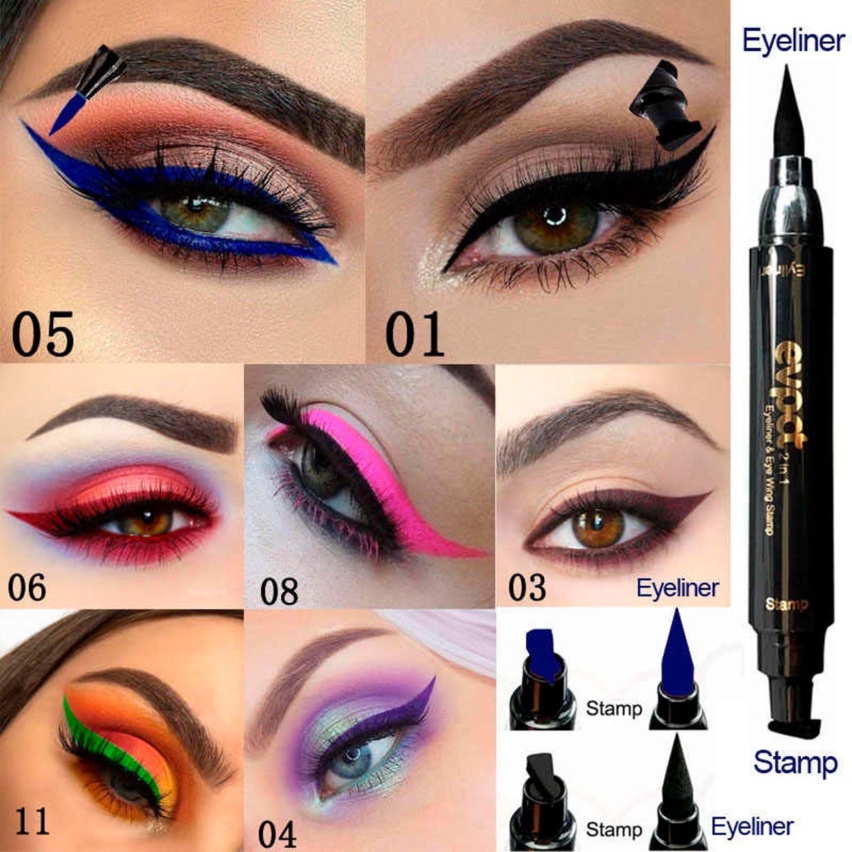 Delineador De Ojos Sello Waterproof Eyeliner Full FUNBU color morado #4