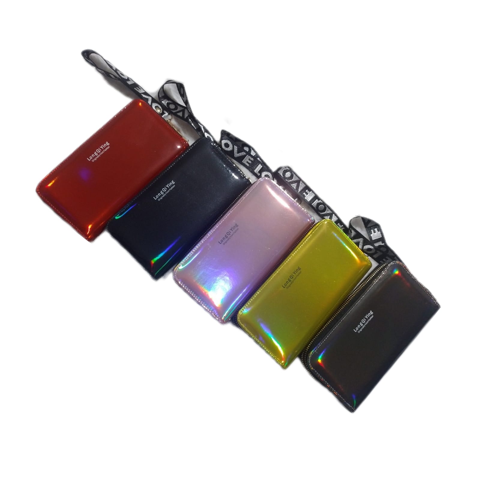 Cartera Larga Holográfica Para Dama Colores Metálicos