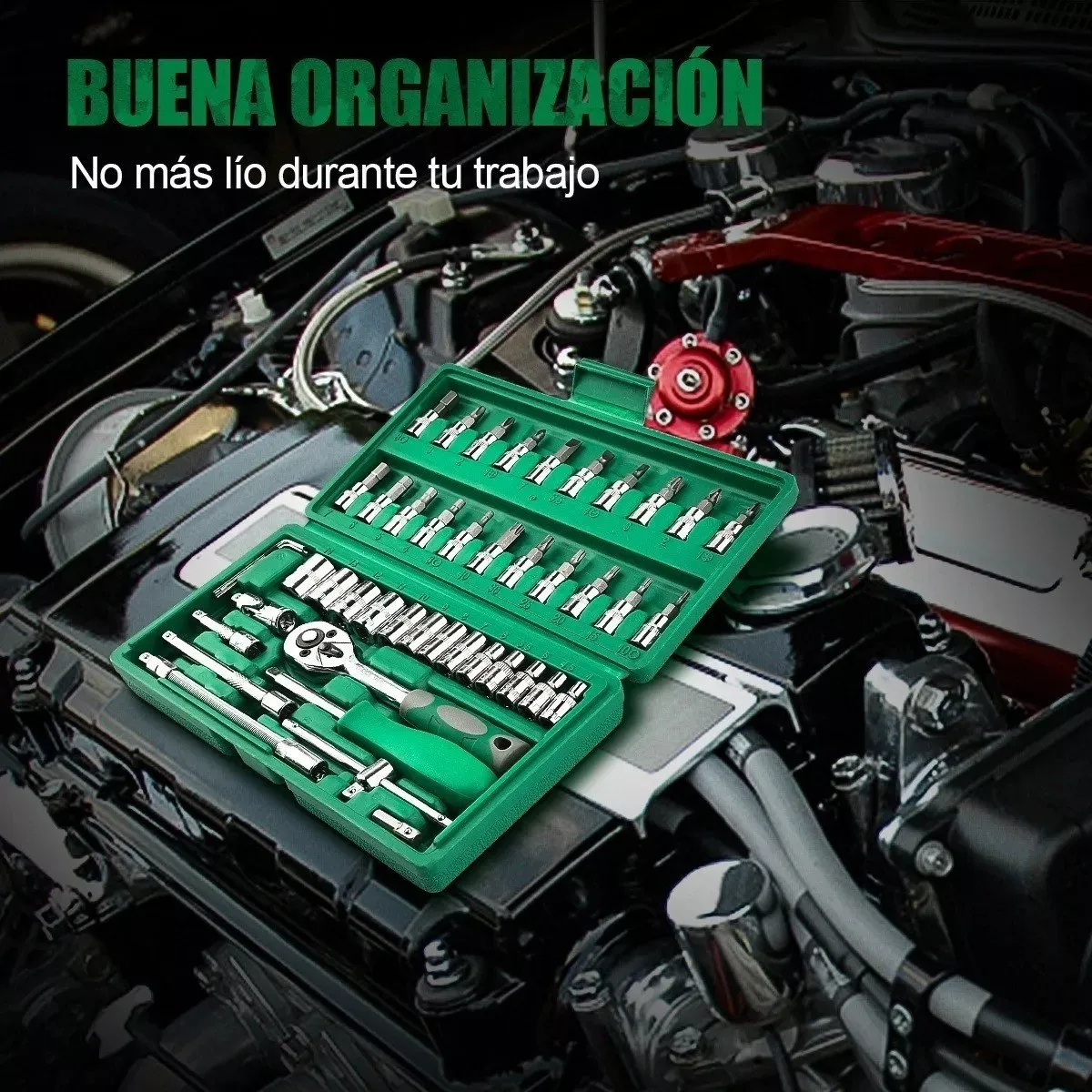 Set Herramienta Dados De Llave De Trinquete De En Caja Verde