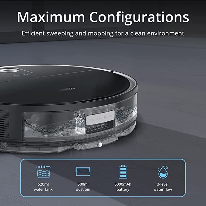 Robot Aspiradora Inteligente S10 Barre, Trapea y Autocarga- Alexa y Google