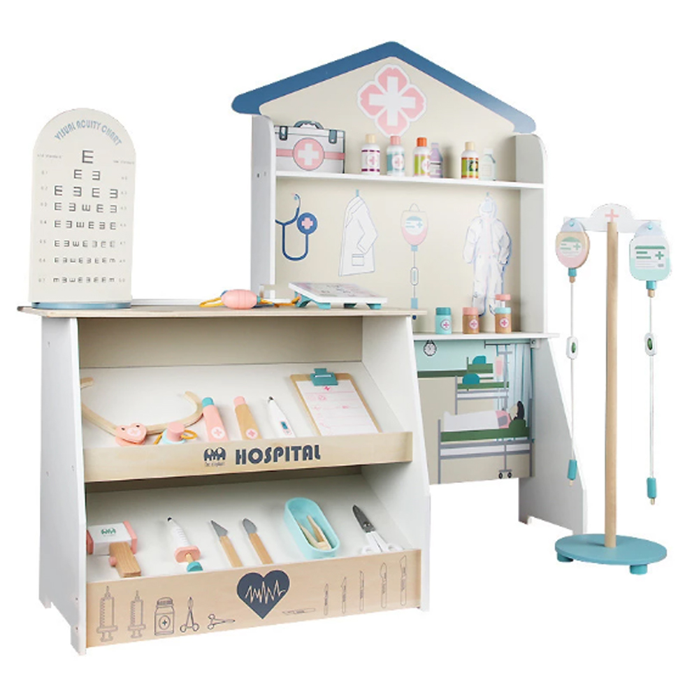 Mini Consultorio Medico De Madera Para Niños Portátil Juguete 