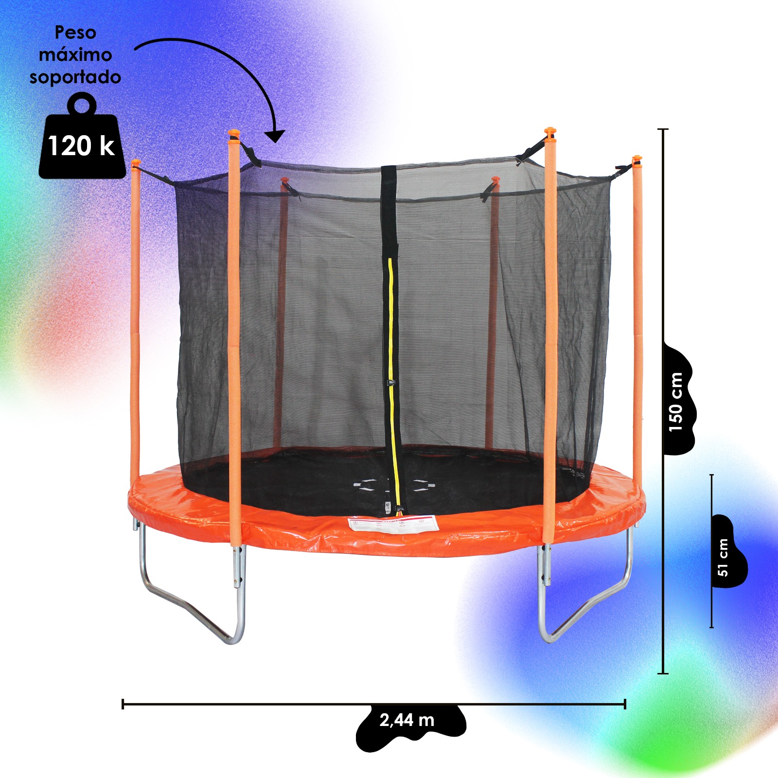 Trampolín Brincolín De 8 Pies (2.44m) Reforzado, Uso Rudo