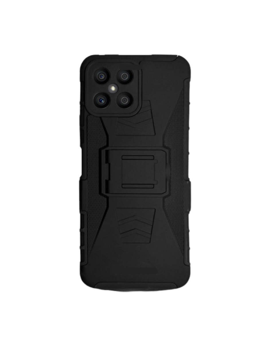 Funda Protector Uso Rudo con Clip más Mica de Cristal Gratis para Honor X8 Color Negro