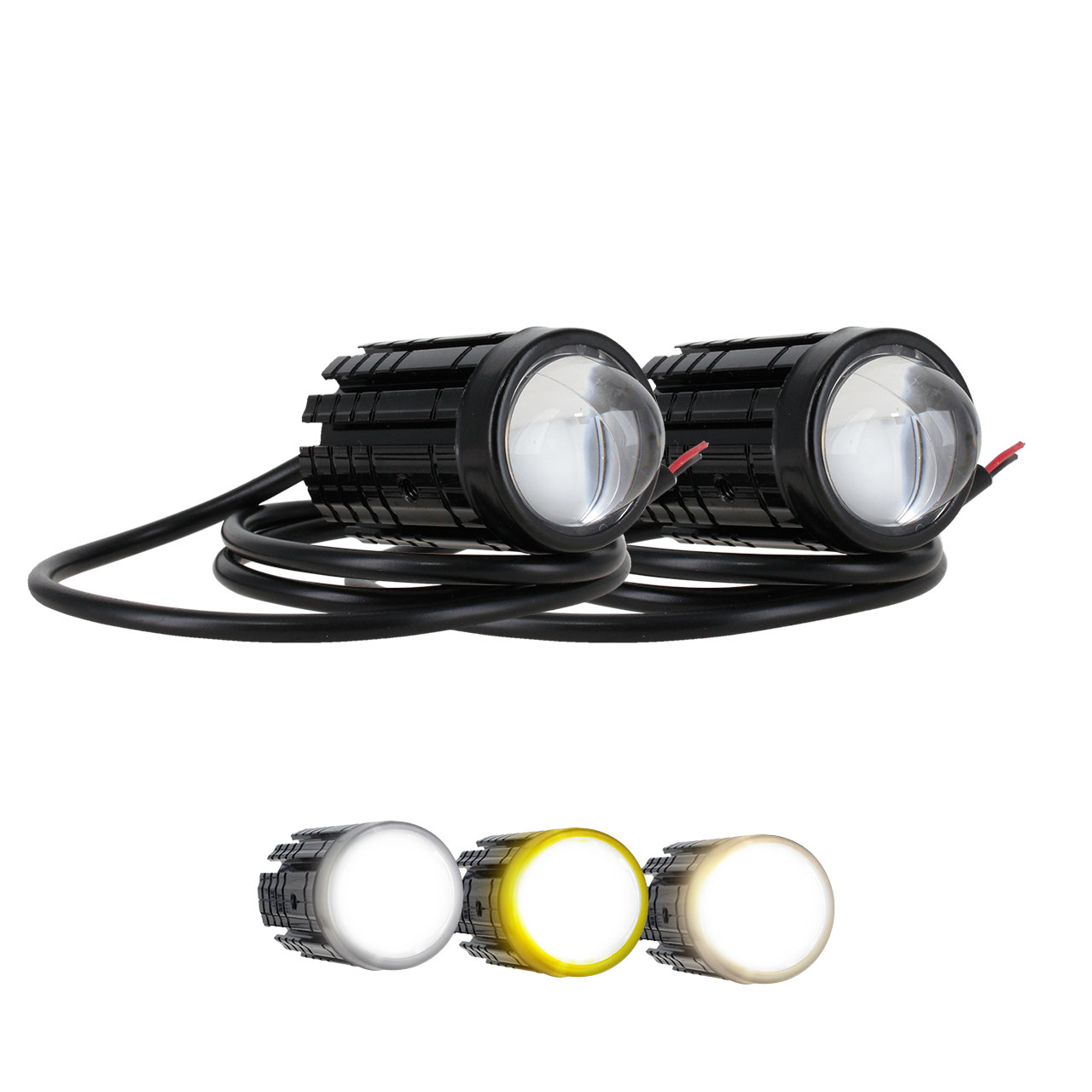Par Faro Auxiliar Mini Proyector Led Lupa Bicolor Auto Moto