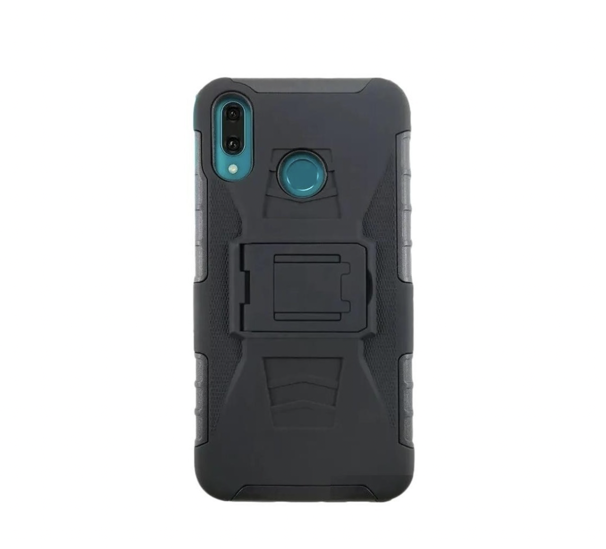 Funda Protector Uso Rudo con Clip más Mica de Cristal Gratis para Huawei P Smart Z Color Negro.