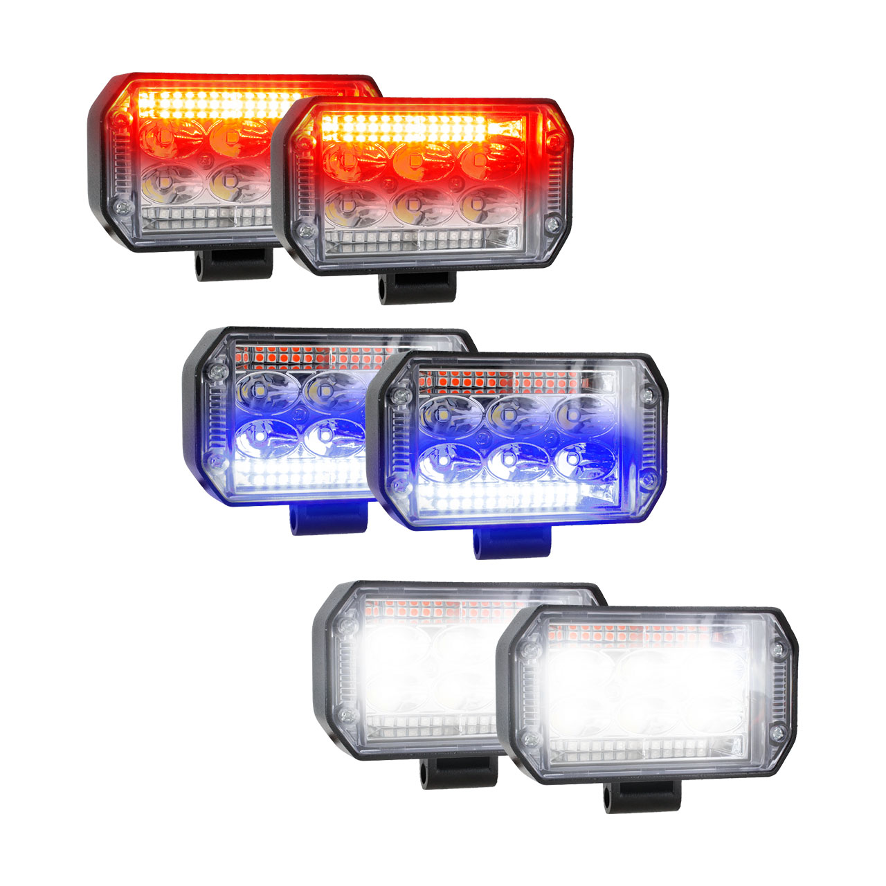 Par Faro Auxiliar 30 Led Estrobo Codigo Rojo Azul 12-24v