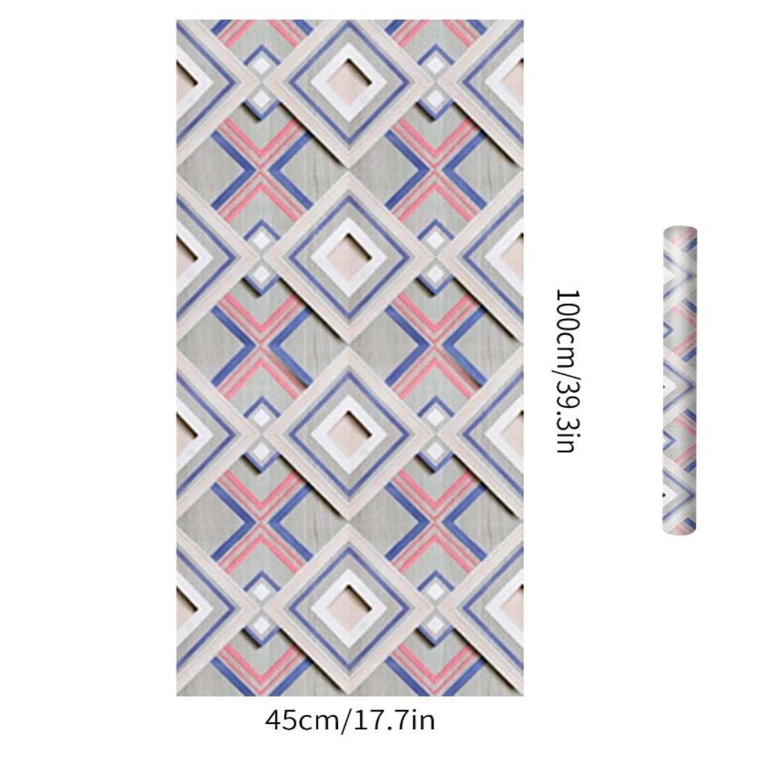 Rollo Papel Tapiz Vinil Para Pared Adherible 10 Metros Rombos De Colores