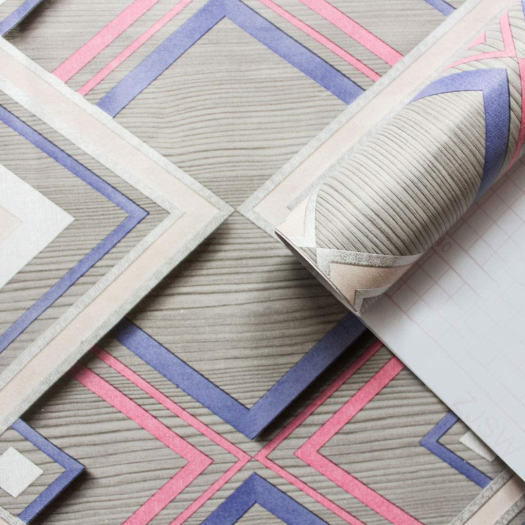 Rollo Papel Tapiz Vinil Para Pared Adherible 10 Metros Rombos De Colores