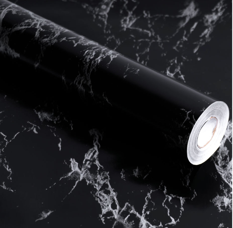 PAPEL TAPIZ VINÍLICO CON ADHESIVO MODERNO 10 METROS MARMOL NEGRO