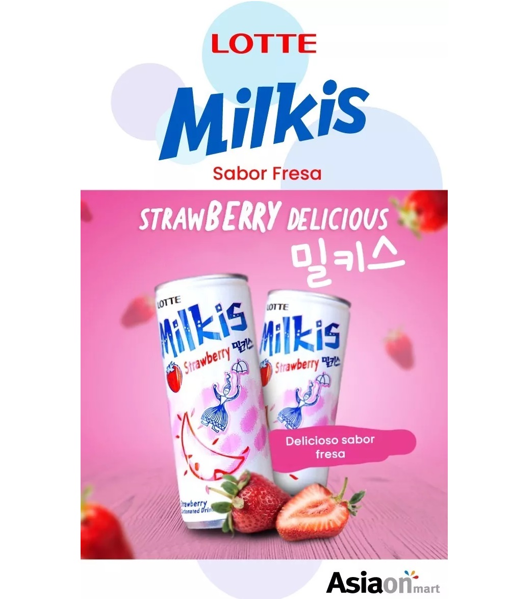 Lotte Bebida Coreana Milkis Fresa 6 Pack 250ml 