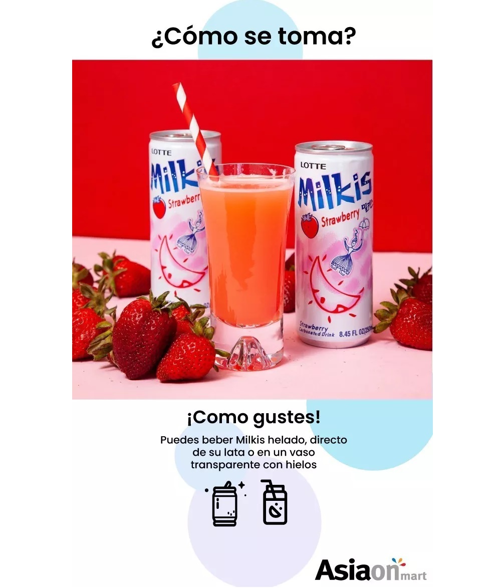 Lotte Bebida Coreana Milkis Fresa 6 Pack 250ml 