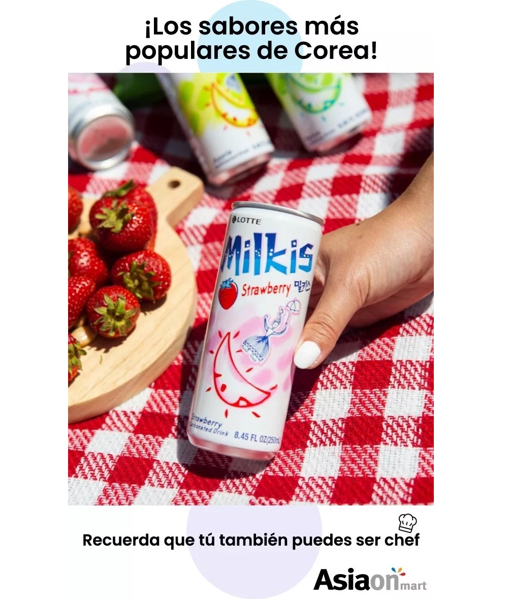 Lotte Bebida Coreana Milkis Fresa 6 Pack 250ml 
