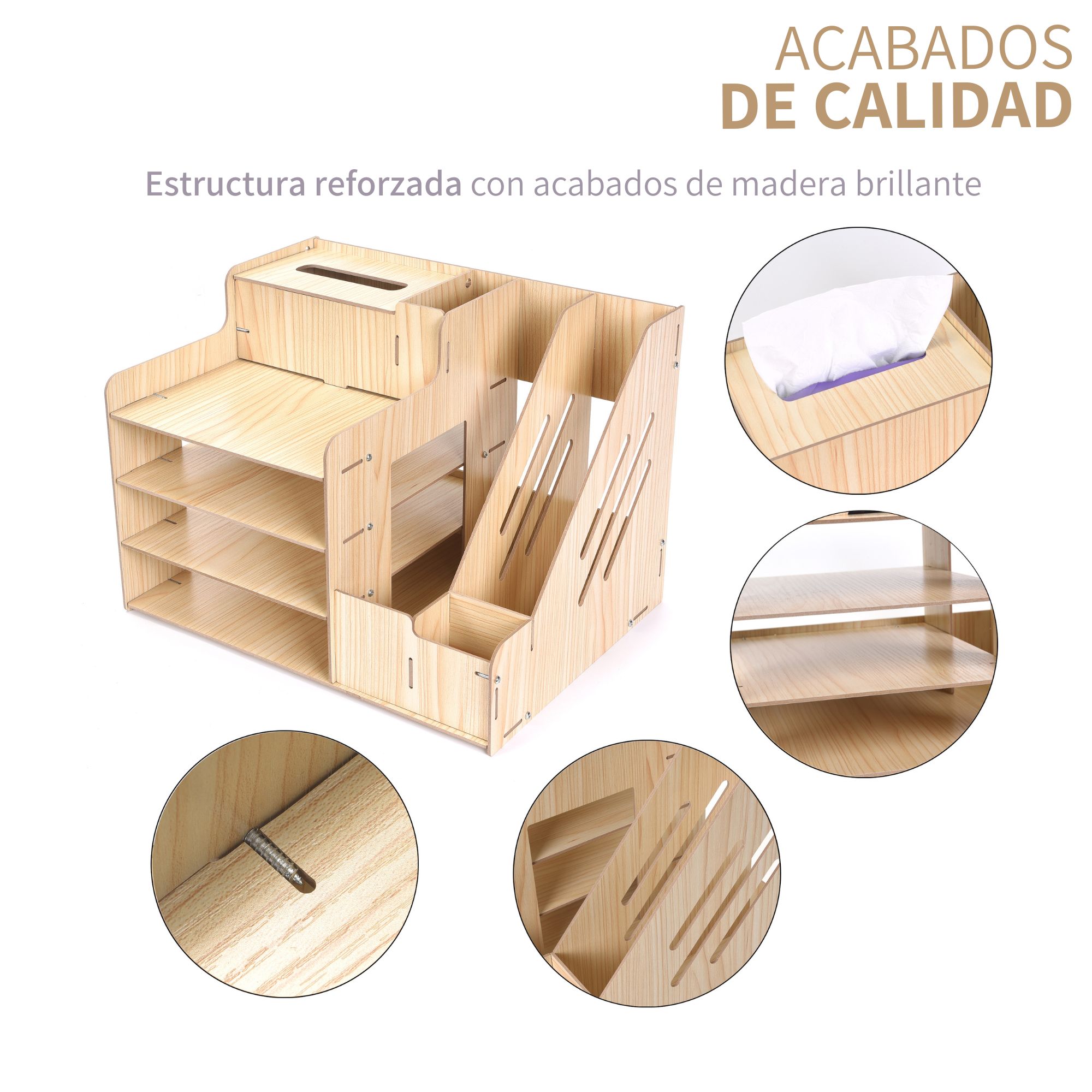 Organizador De Escritorio De Madera Para Oficina Archivador