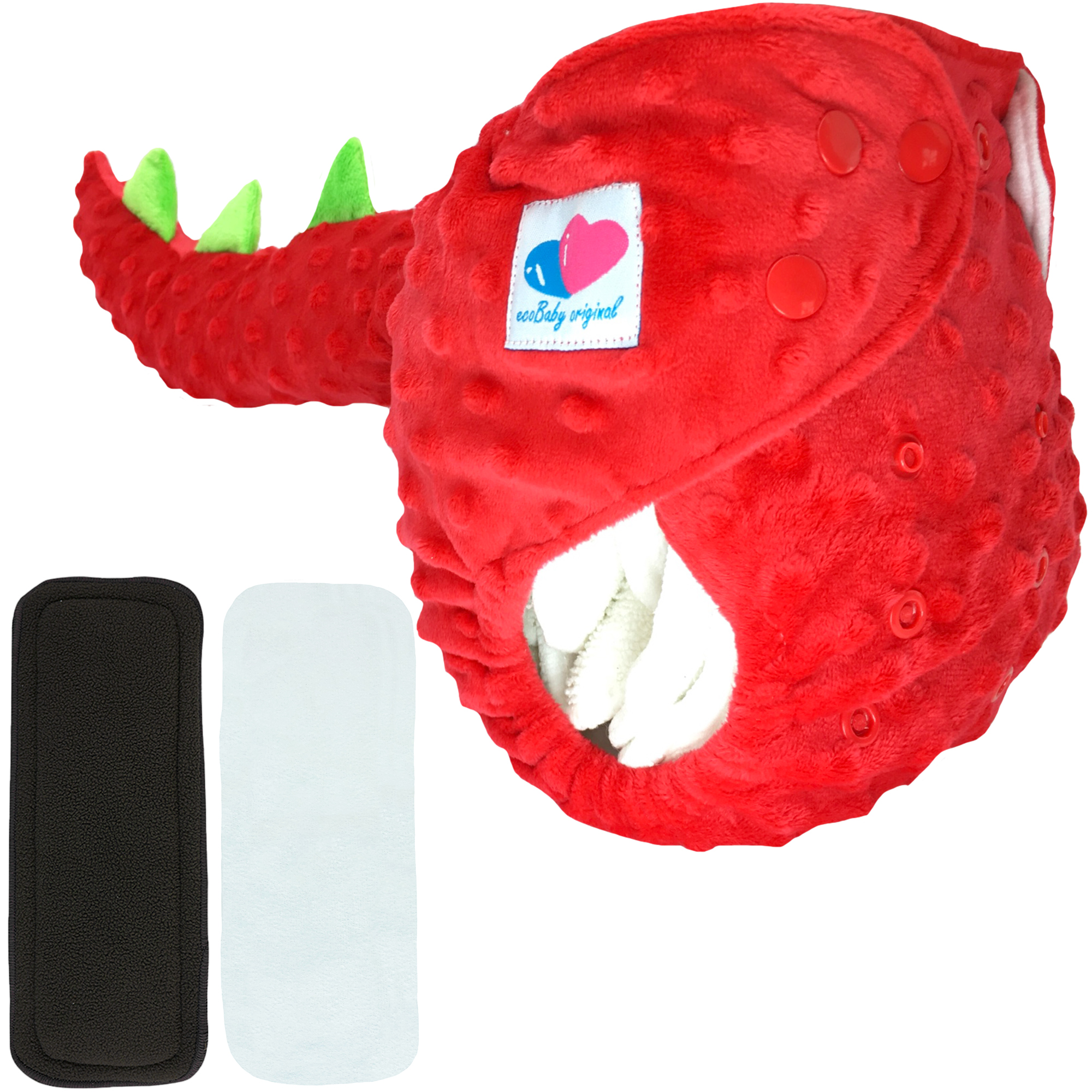 Pañal de tela ecológico para bebés con textura y colita de dinosaurio ecobaby original mas insertos