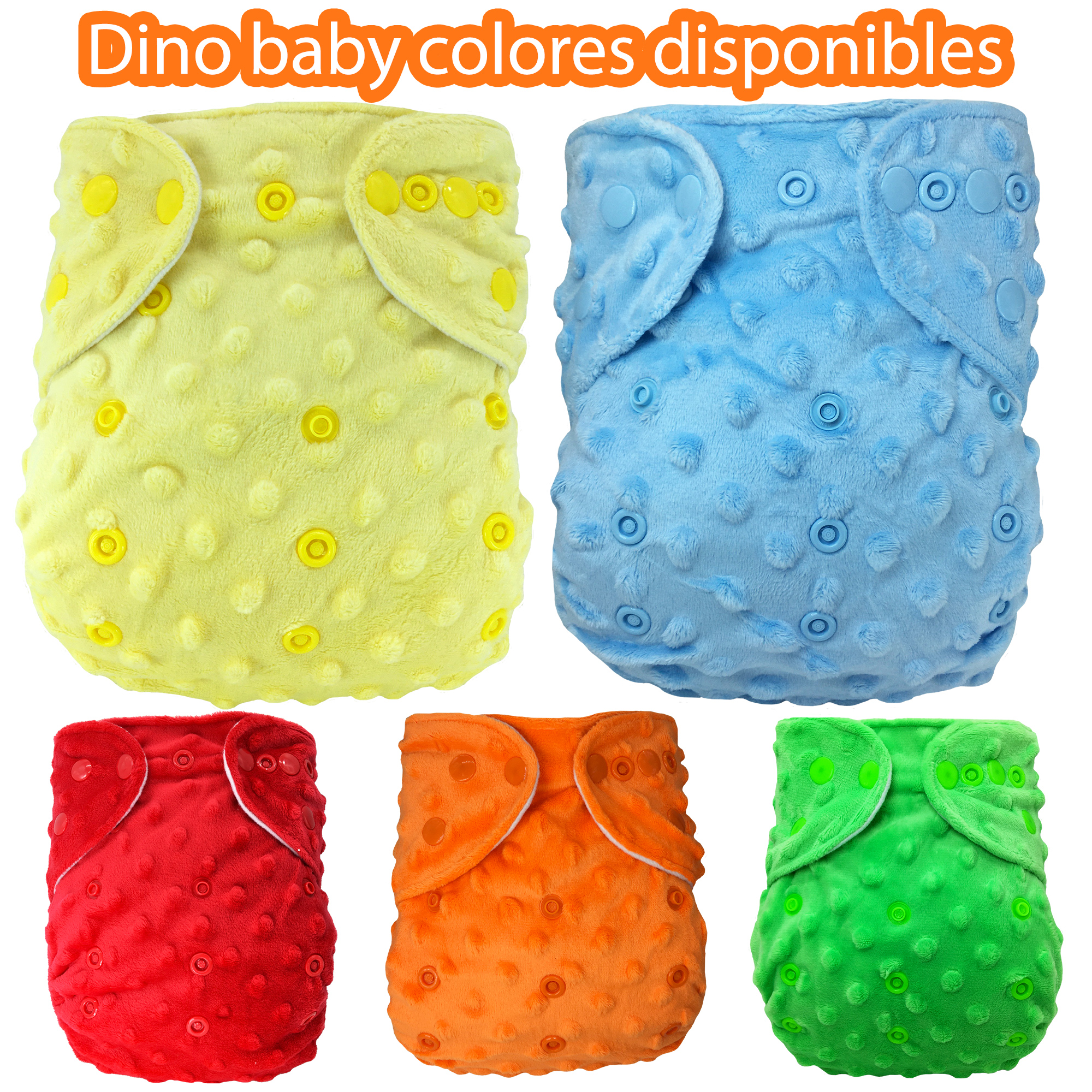 Pañal de tela ecológico para bebés con textura y colita de dinosaurio ecobaby original mas insertos