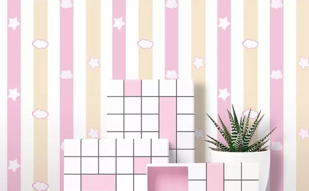 Papel Tapiz Premium Diseño Rayas Amarillo/rosa 10mx45cm Tp69