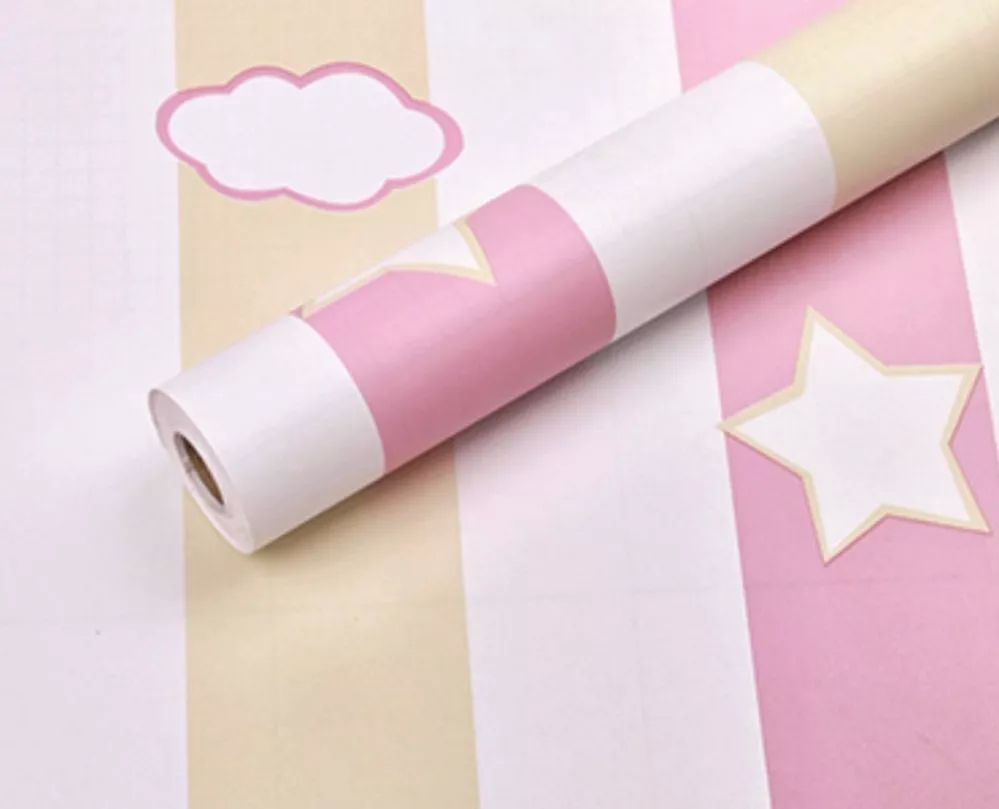 Papel Tapiz Premium Diseño Rayas Amarillo/rosa 10mx45cm Tp69