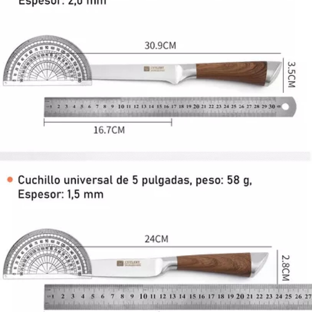 Juego De Cuchillos De Chef Profesional, 6 Unidades