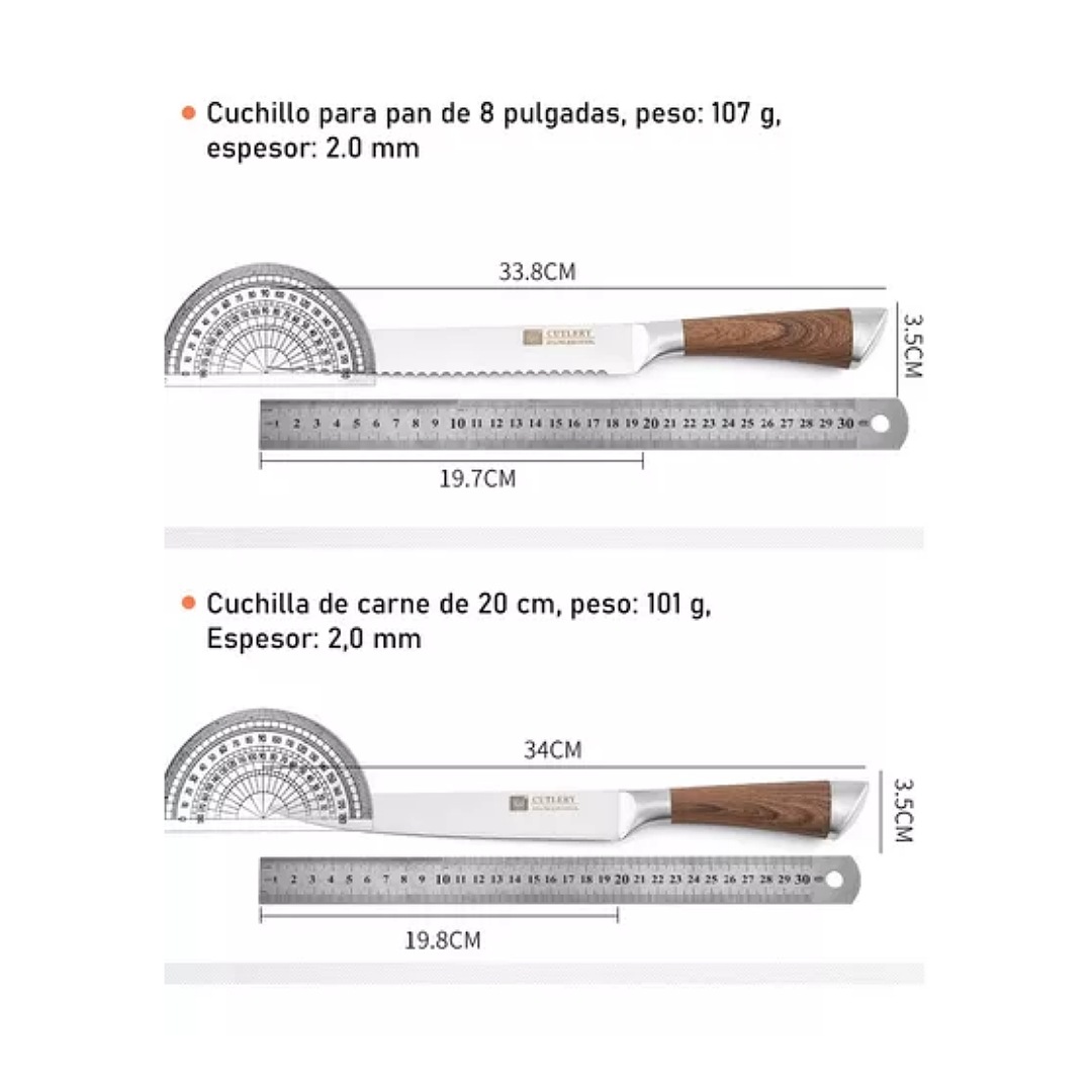 Juego De Cuchillos De Chef Profesional, 6 Unidades