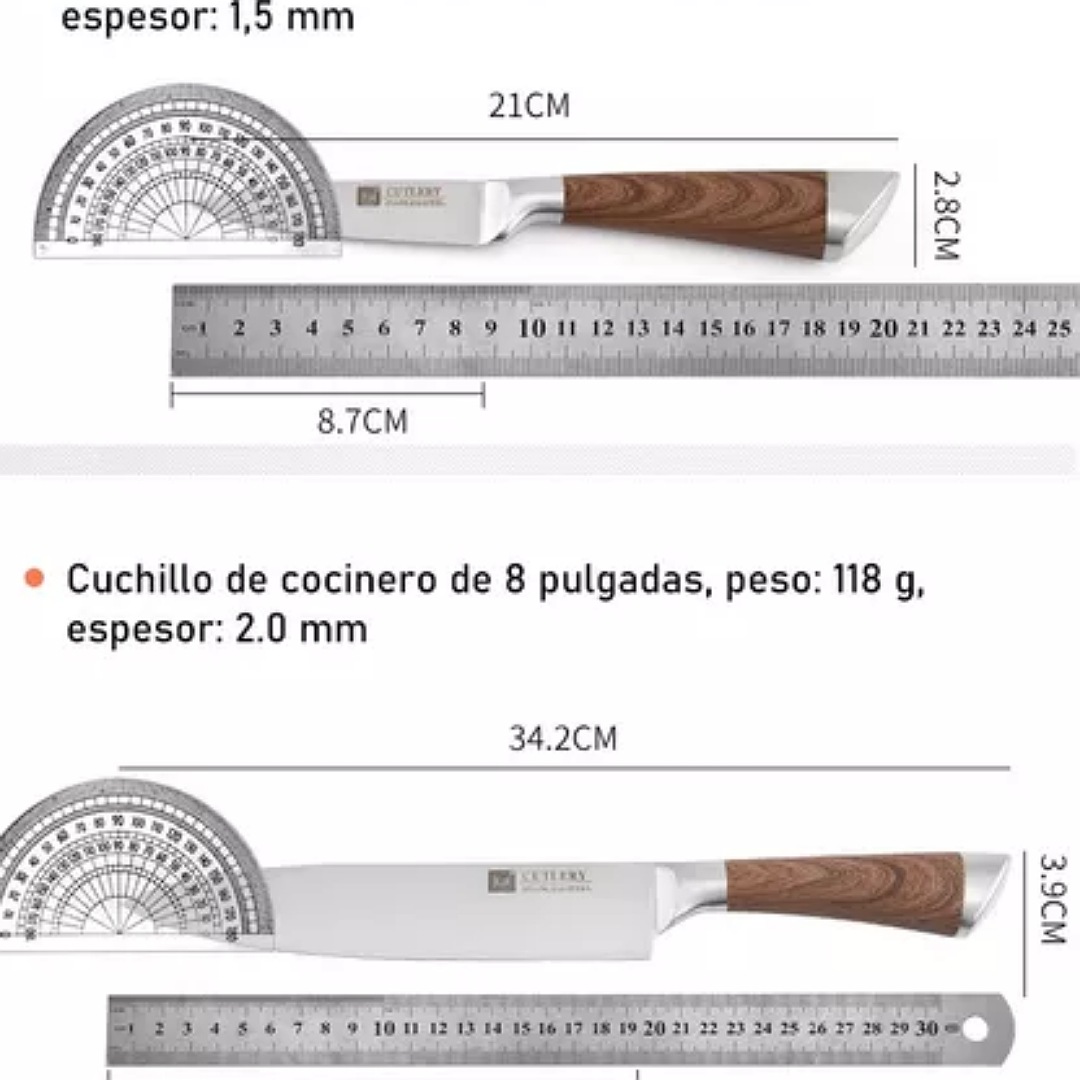 Juego De Cuchillos De Chef Profesional, 6 Unidades
