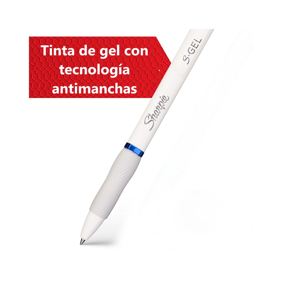 Bolígrafos Sharpie S.Gel Color Blanco de tinta Azul Punta Fina de 0,7mm
