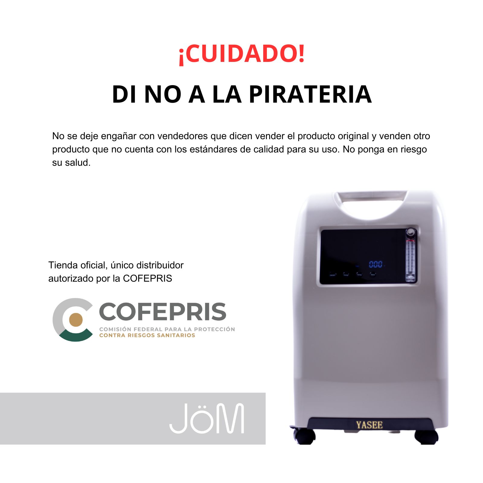 CONCENTRADOR DE OXIGENO YASEE, GRADO MEDICO 10 L/MIN | AUT. COFEPRIS