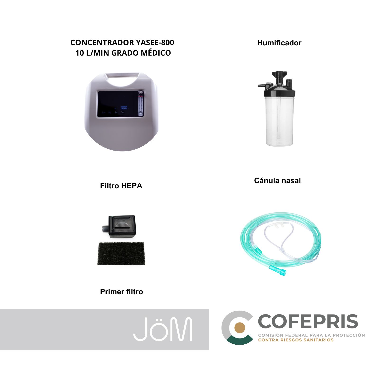 CONCENTRADOR DE OXIGENO YASEE, GRADO MEDICO 10 L/MIN | AUT. COFEPRIS