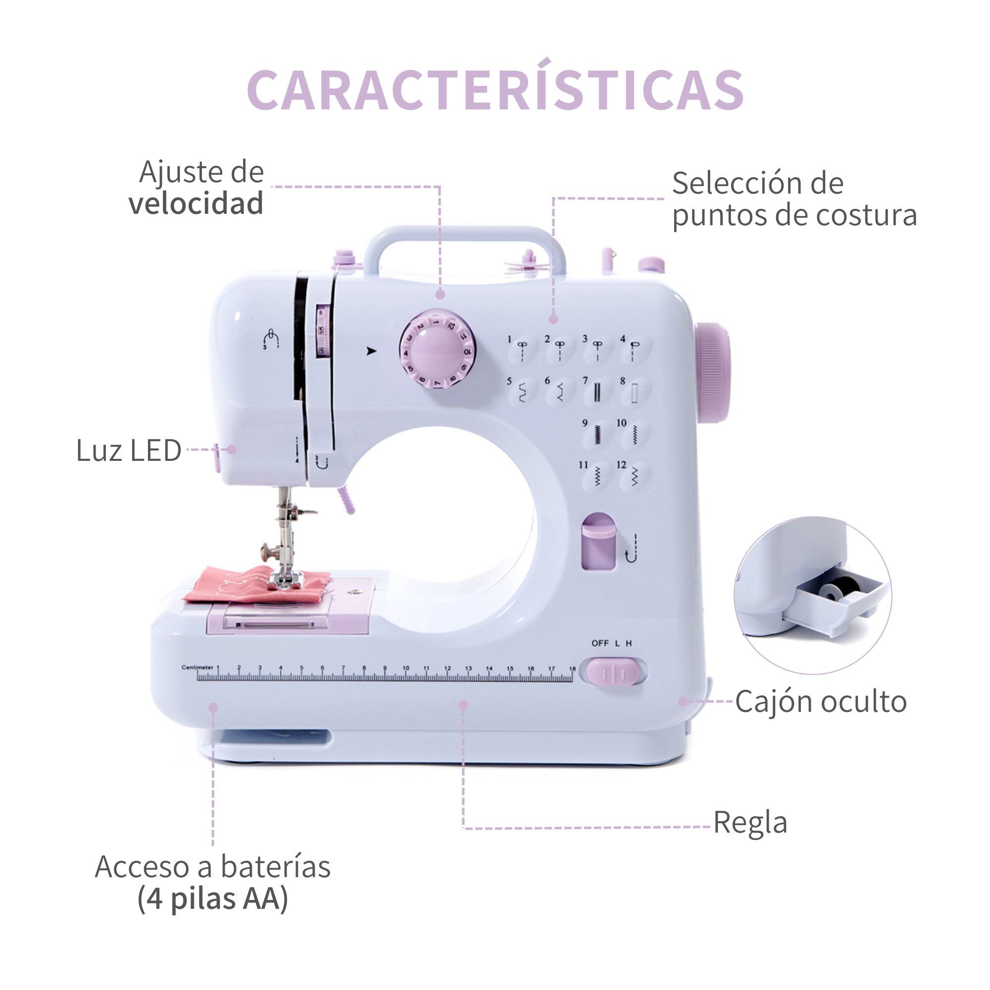Máquina De Coser Eléctrica Doméstica Portátil De 12 Agujas