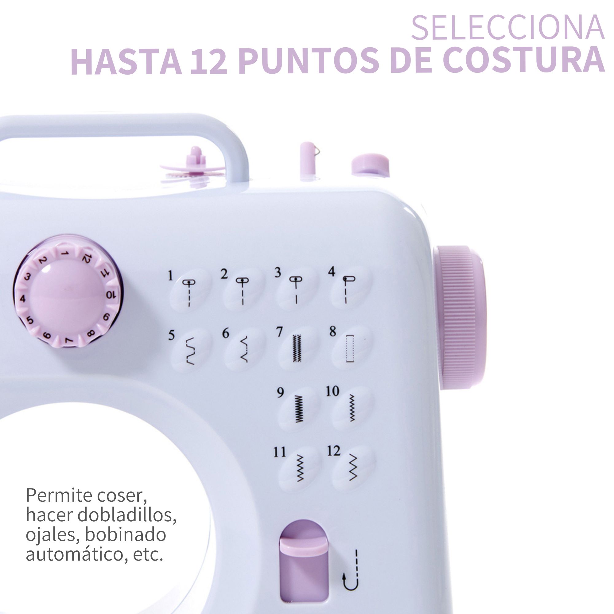 Máquina De Coser Eléctrica Doméstica Portátil De 12 Agujas