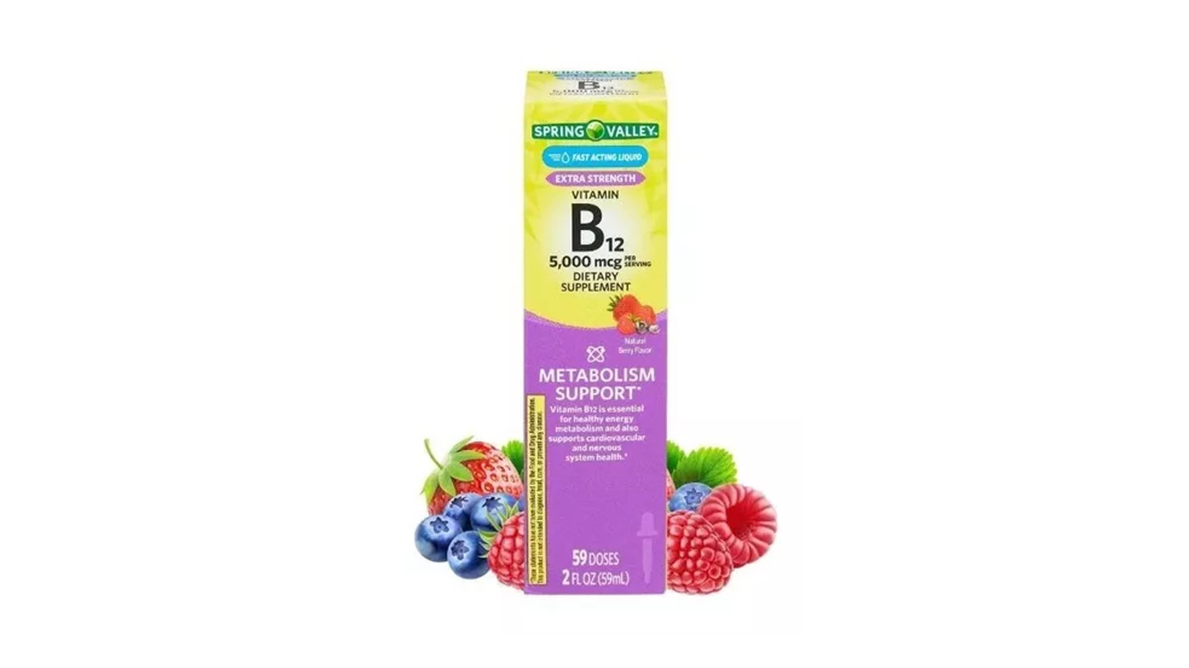 Vitamina B12 5,000 mg Spring Valley Liquida Sublingual 59 Dosis Sistema Inmune