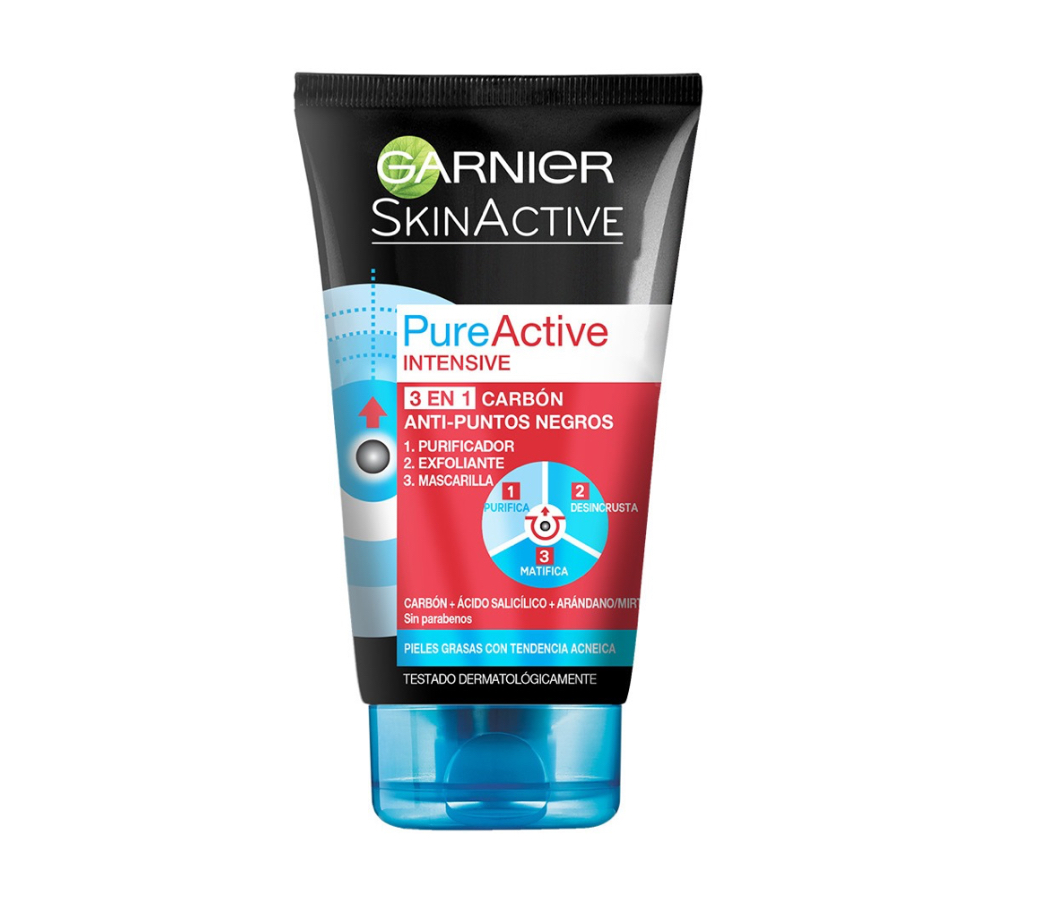 Gel Garnier Limpiador Facial 3 En 1 Carbón Pure Active 150ml