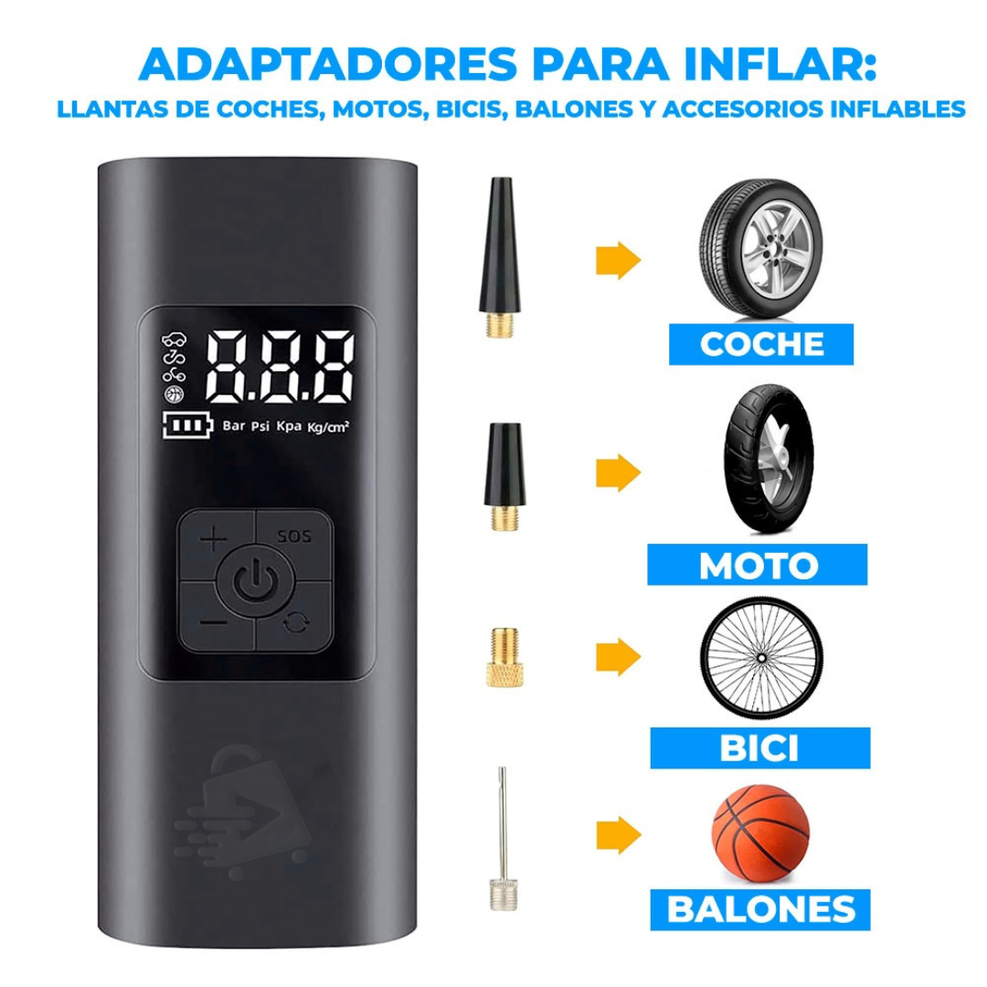 Bomba Compresor de Aire Portátil Recargable Inalámbrico
