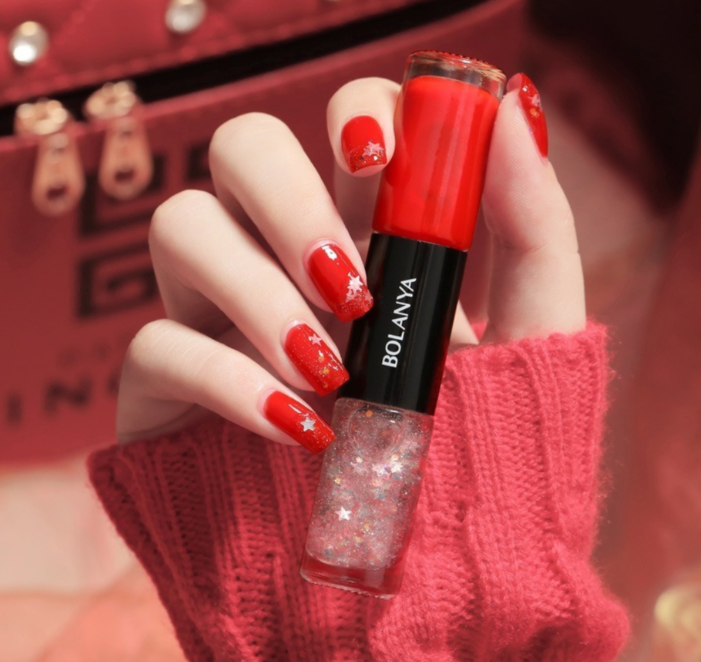 Esmalte De Uñas En Gel Semipermanente Con Purpurina Bicolor