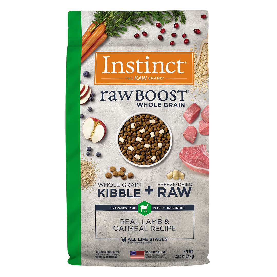 Instinct Raw Boost Whole Grain Alimento para Perros, con Carne Real Cruda Liofilizada de Cordero 9kg