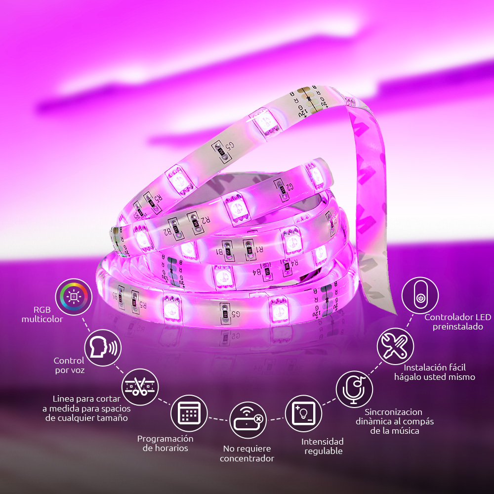 Kit de cinta de luces LED inteligente de 5m NHB-S611