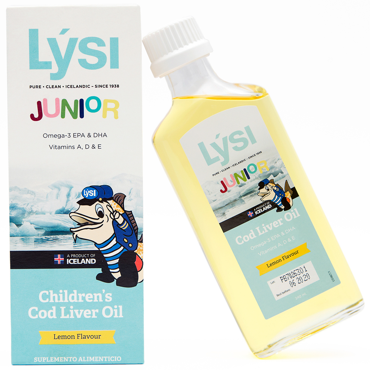 Lysi Junior - Aceite de Higado de Bacalao 240 ml. Sabor Limon