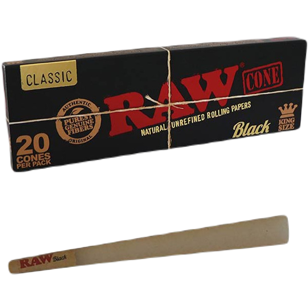 RAW Conos Black King Size - 20 unidades
