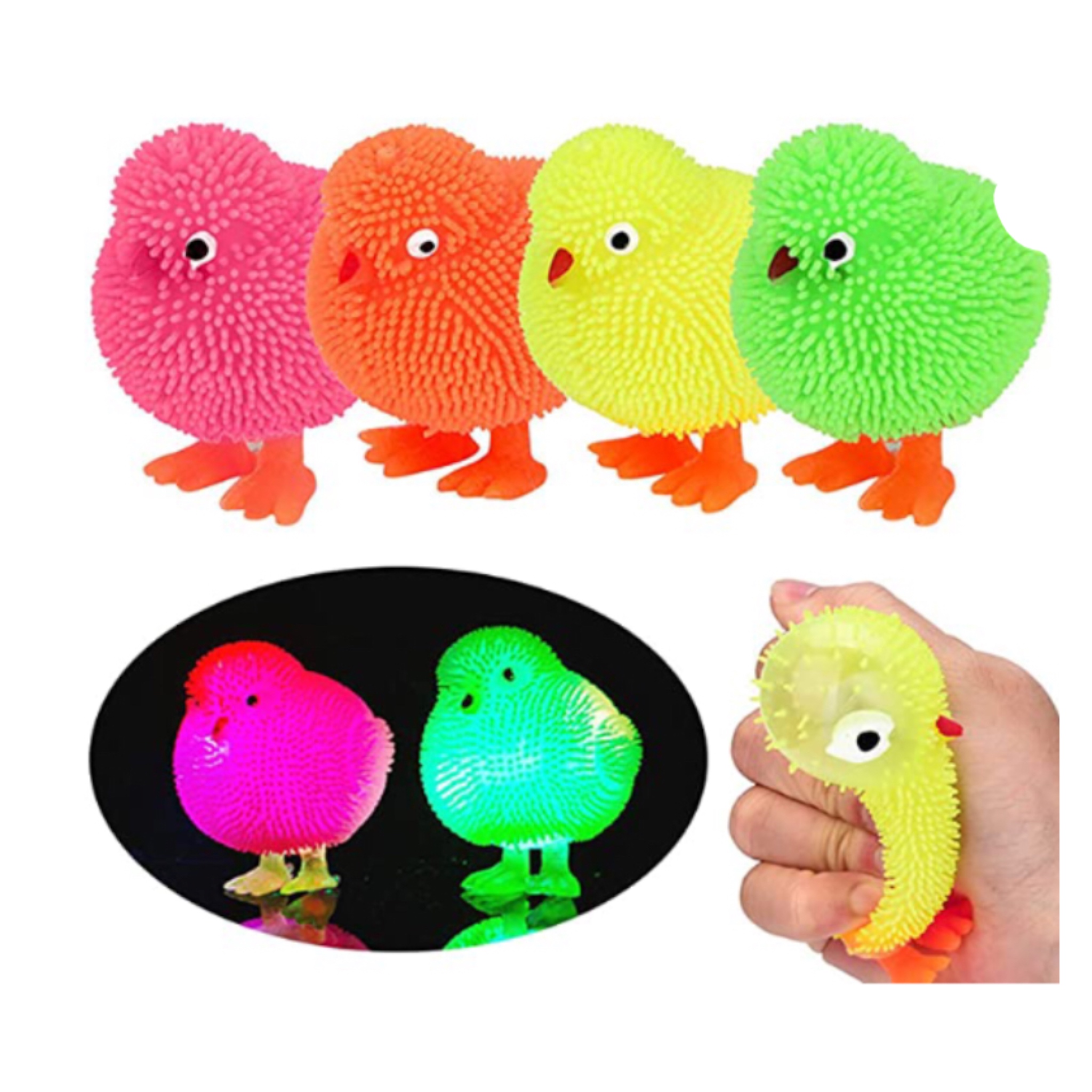 12 Pollito De Luz Led Juguete Piñata Bolo Squishy