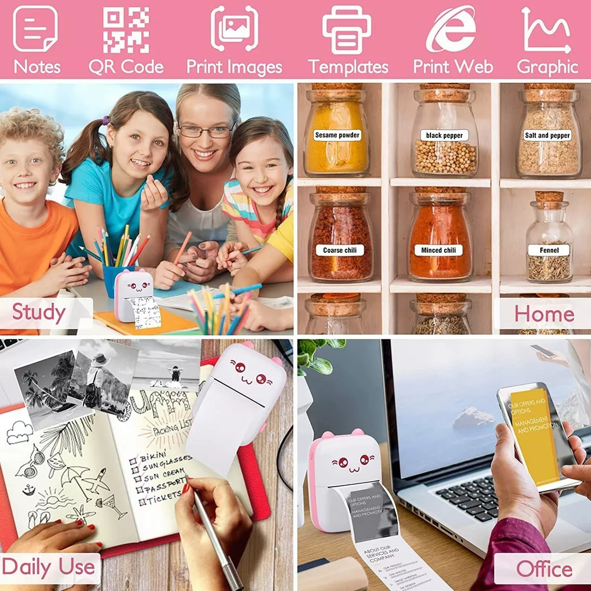 Mini Impresora Portátil Impresora Térmica Bluetooth